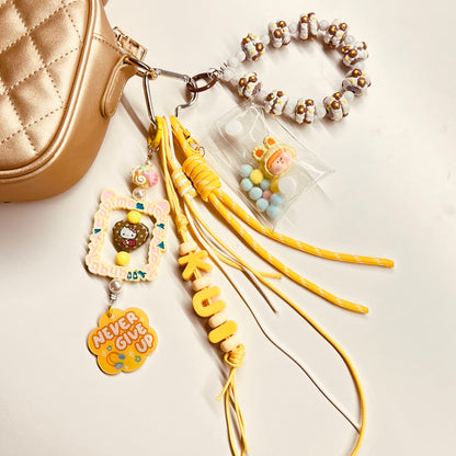 HANDMADE BAG CHARMS ~ KID BUNNY/HAND PAINTED BEADS (Copy)