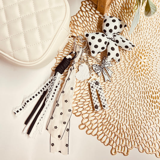 HANDMADE BAG CHARMS ~ POLKA DOTS BOW ~