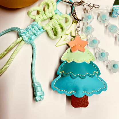 HANDMADE BAG CHARMS ~ CHRISTMAS TREE TEAL GREEN 2 ~