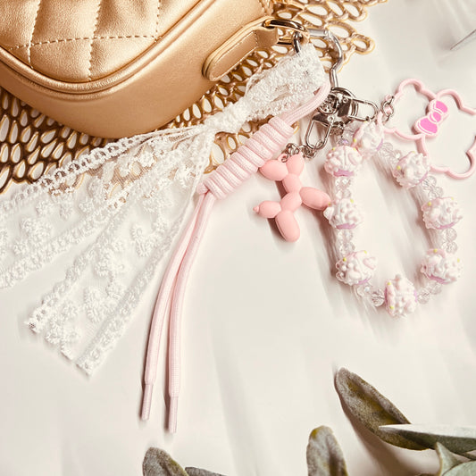 HANDMADE BAG CHARMS ~ BALLOON DOG/ HAND-PAINTED BEADS