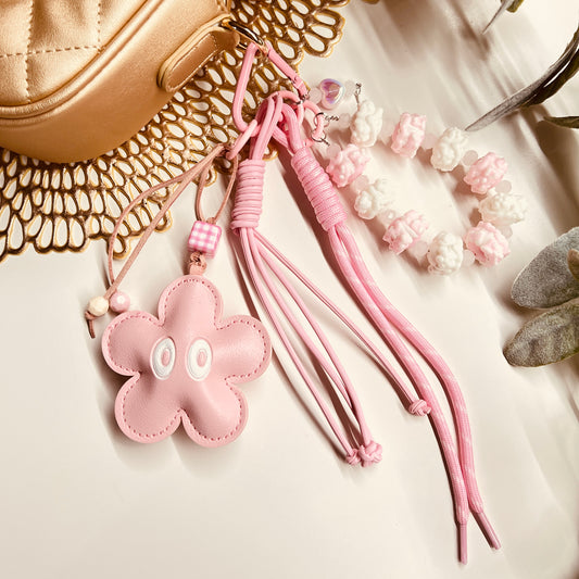 HANDMADE BAG CHARMS ~ PINK LEATHER STAR