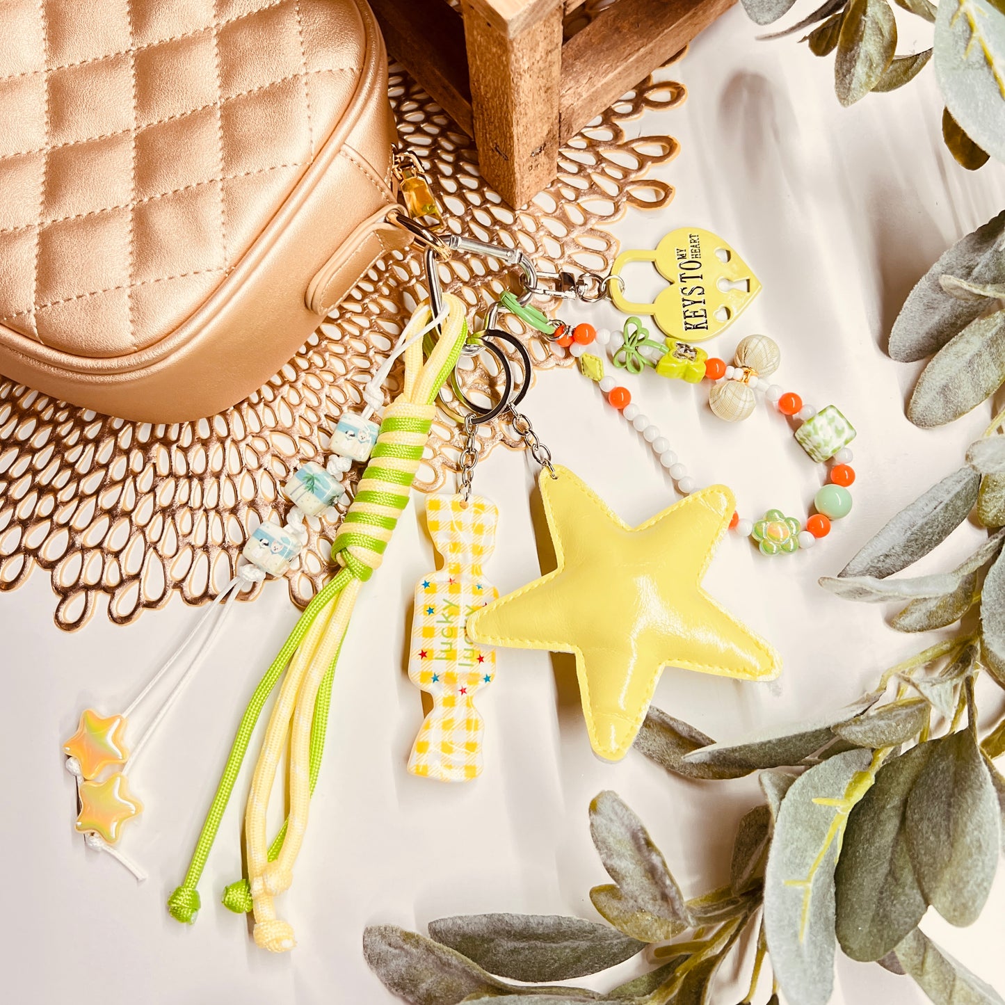 HANDMADE BAG CHARMS ~ LEATHER STAR
