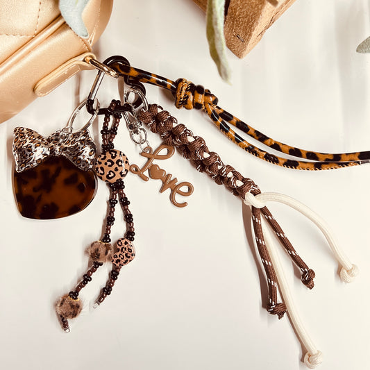 HANDMADE BAG CHARMS ~ CHEETAH HEART ~