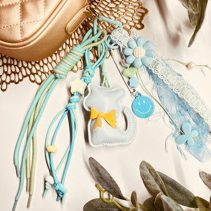 HANDMADE BAG CHARMS ~ LEATHER CAT