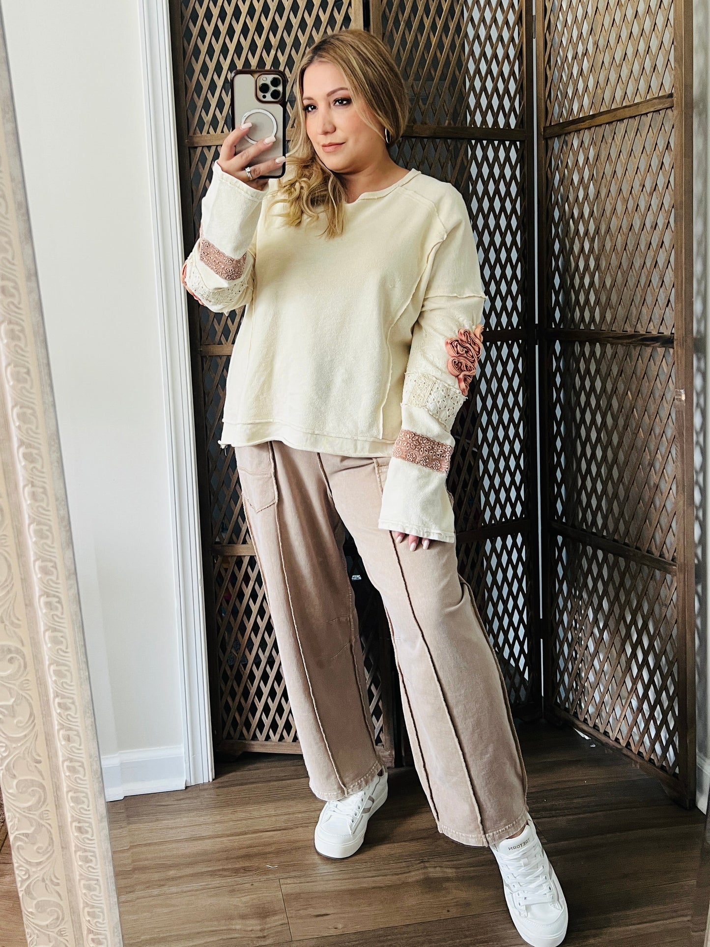 INSIDE OUT WASHED TERRY PULLOVER - NATURAL