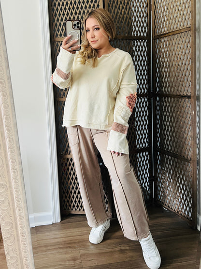 INSIDE OUT WASHED TERRY PULLOVER - NATURAL