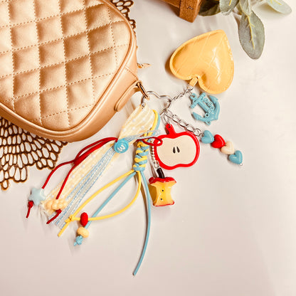 HANDMADE BAG CHARMS ~ HEART/APPLE