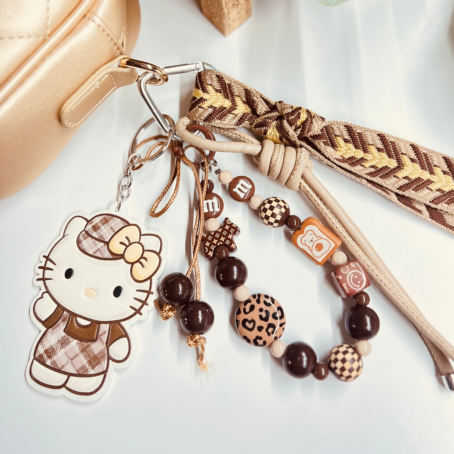 HANDMADE BAG CHARMS ~ FAUX LEATHER CAT