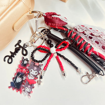 HANDMADE BAG CHARMS ~ BLACK/RED