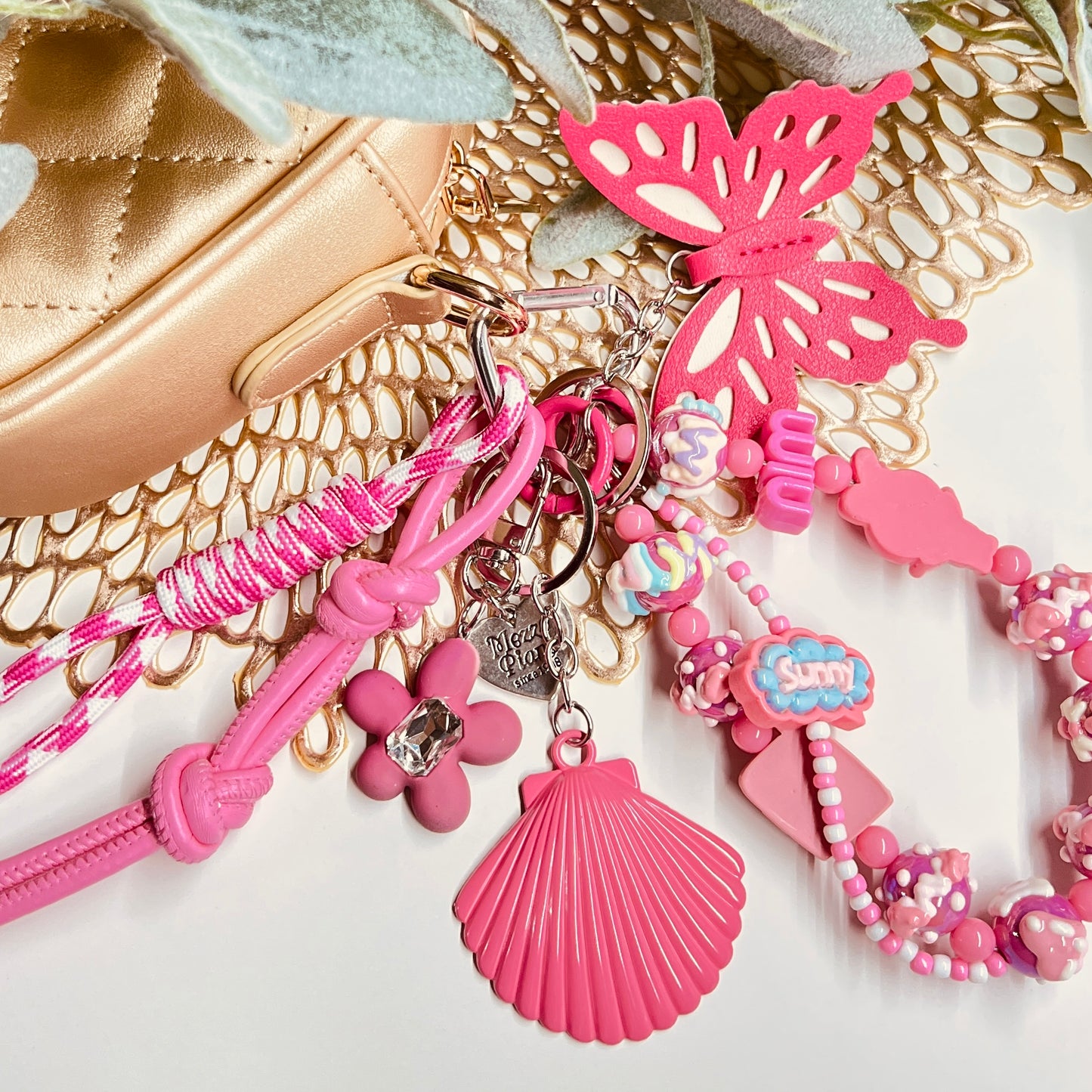 HANDMADE BAG CHARMS ~ SHELL/BUTTERFLY