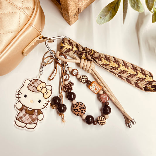 HANDMADE BAG CHARMS ~ FAUX LEATHER CAT