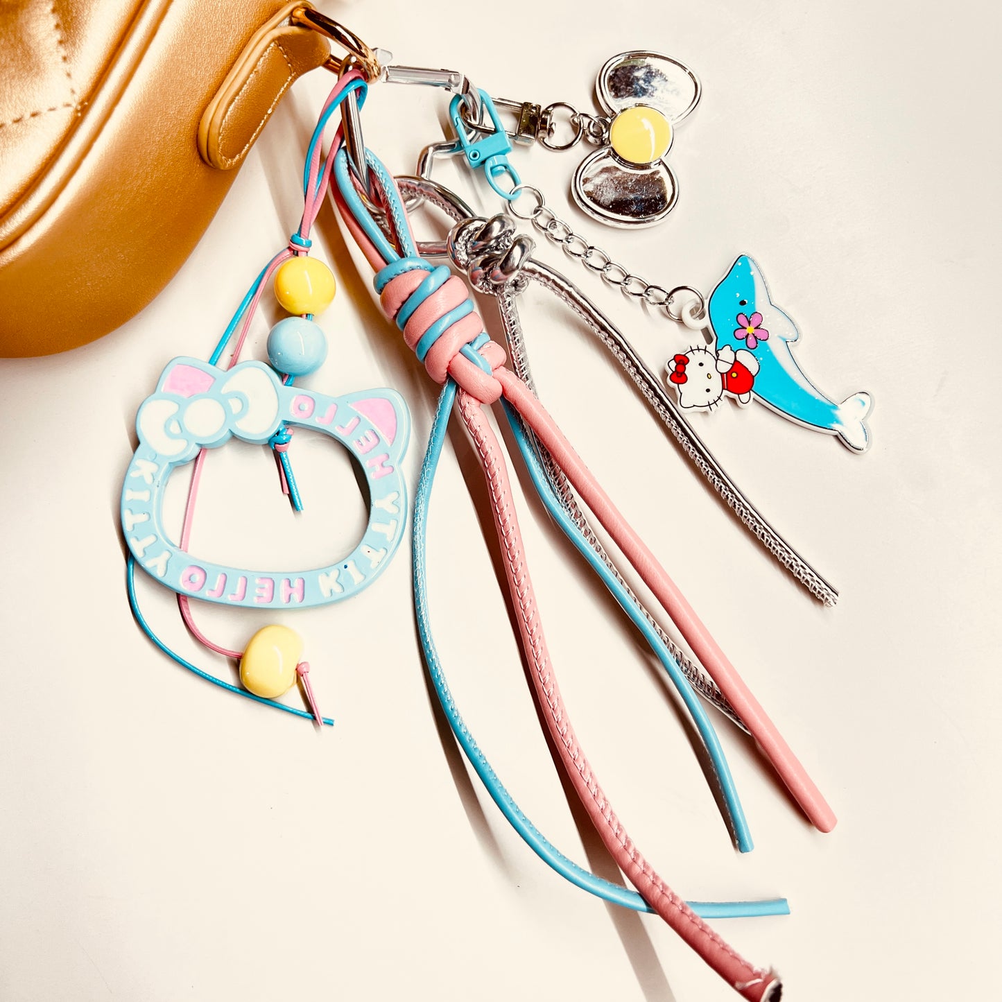 HANDMADE BAG CHARMS ~ KITTY FACE FRAME CHARM