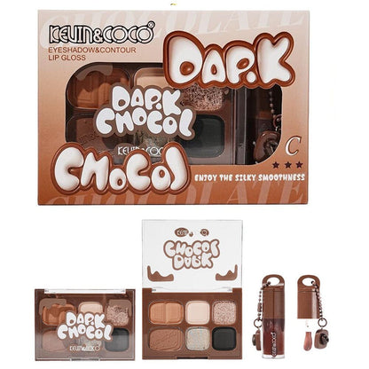 KEVIN & COCO DARK CHOCOLATE EYESHADOW/CONTOUR/LIP GLOSS SET