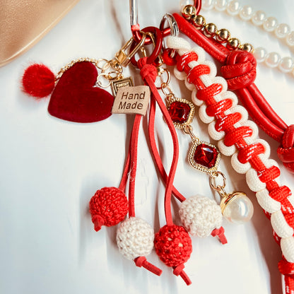 HANDMADE BAG CHARMS ~ PUFFY BALL/HEART ~