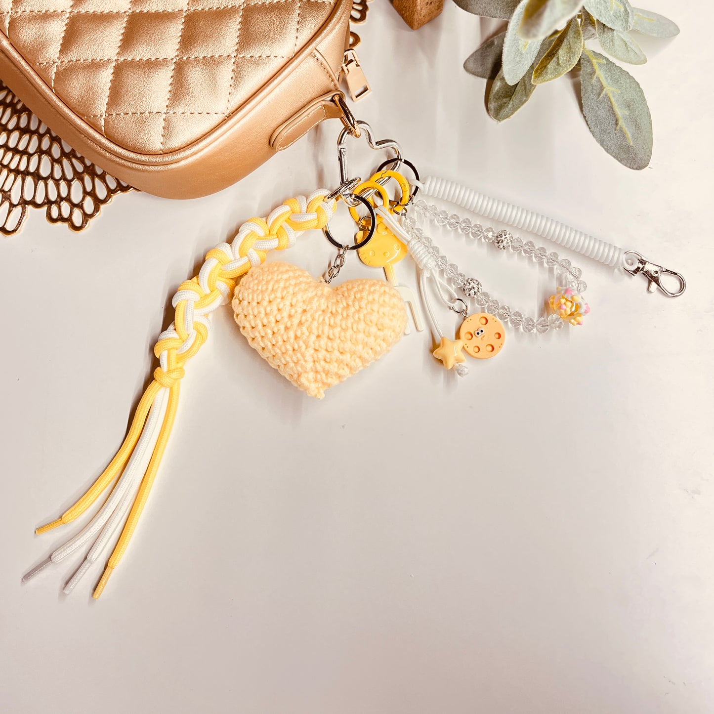 HANDMADE BAG CHARMS ~ CROCHET HEART