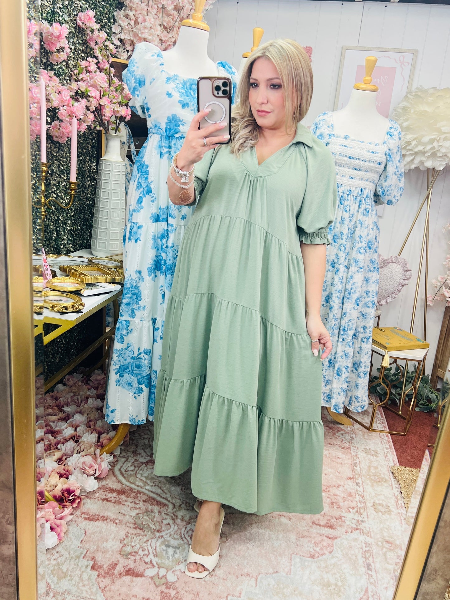 SOLID TIERED MIDI DRESS