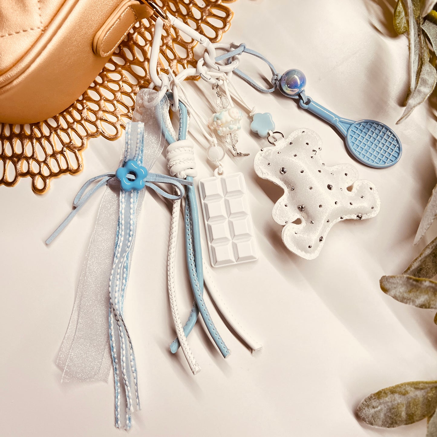 HANDMADE BAG CHARMS ~ LEATHER TEDDY CHARM