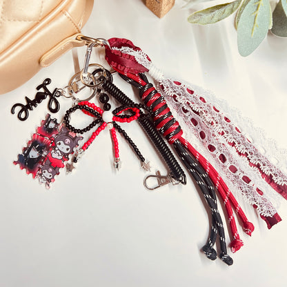 HANDMADE BAG CHARMS ~ BLACK/RED