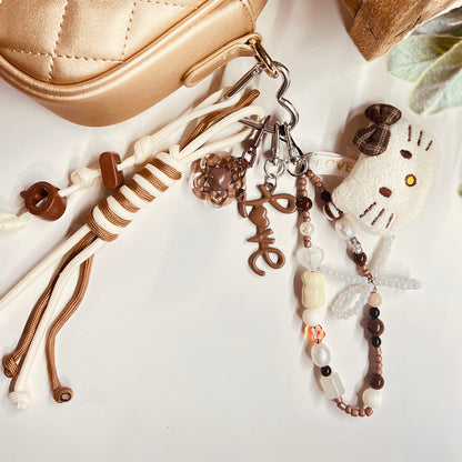 HANDMADE BAG CHARMS ~ PLUSHY CAT FACE ~