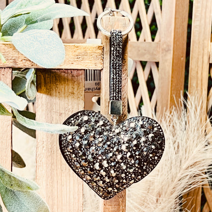 RHINESTONE HEART KEYCHAINS