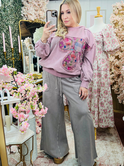 WASHED TERRY SWEATPANTS - MOCHA MOUSSE