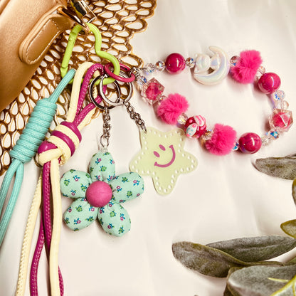 HANDMADE BAG CHARMS ~ FLOWER/STAR