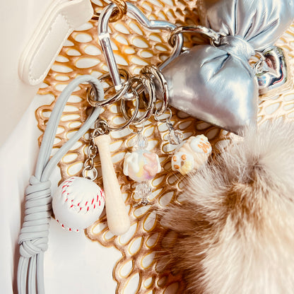 HANDMADE BAG CHARMS ~ BASEBALL/BAT ~
