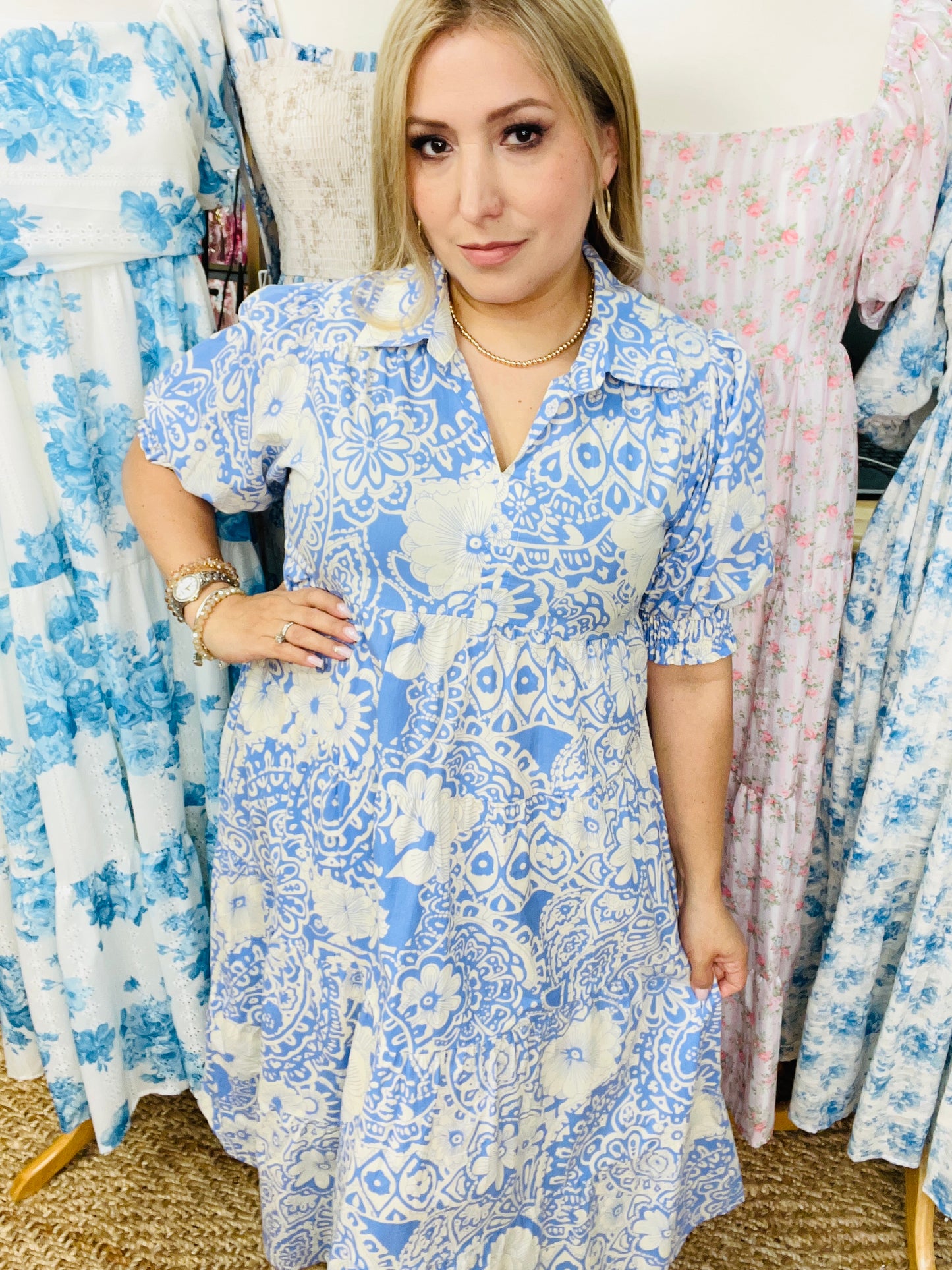 TIERED MIDI DRESS
