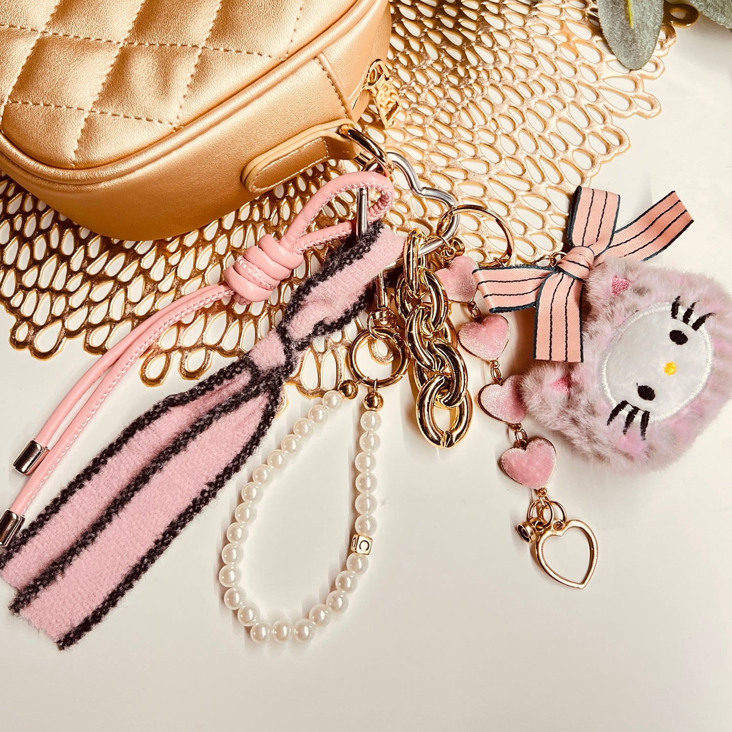 HANDMADE BAG CHARMS ~ CHEETAH/KITTY FACE