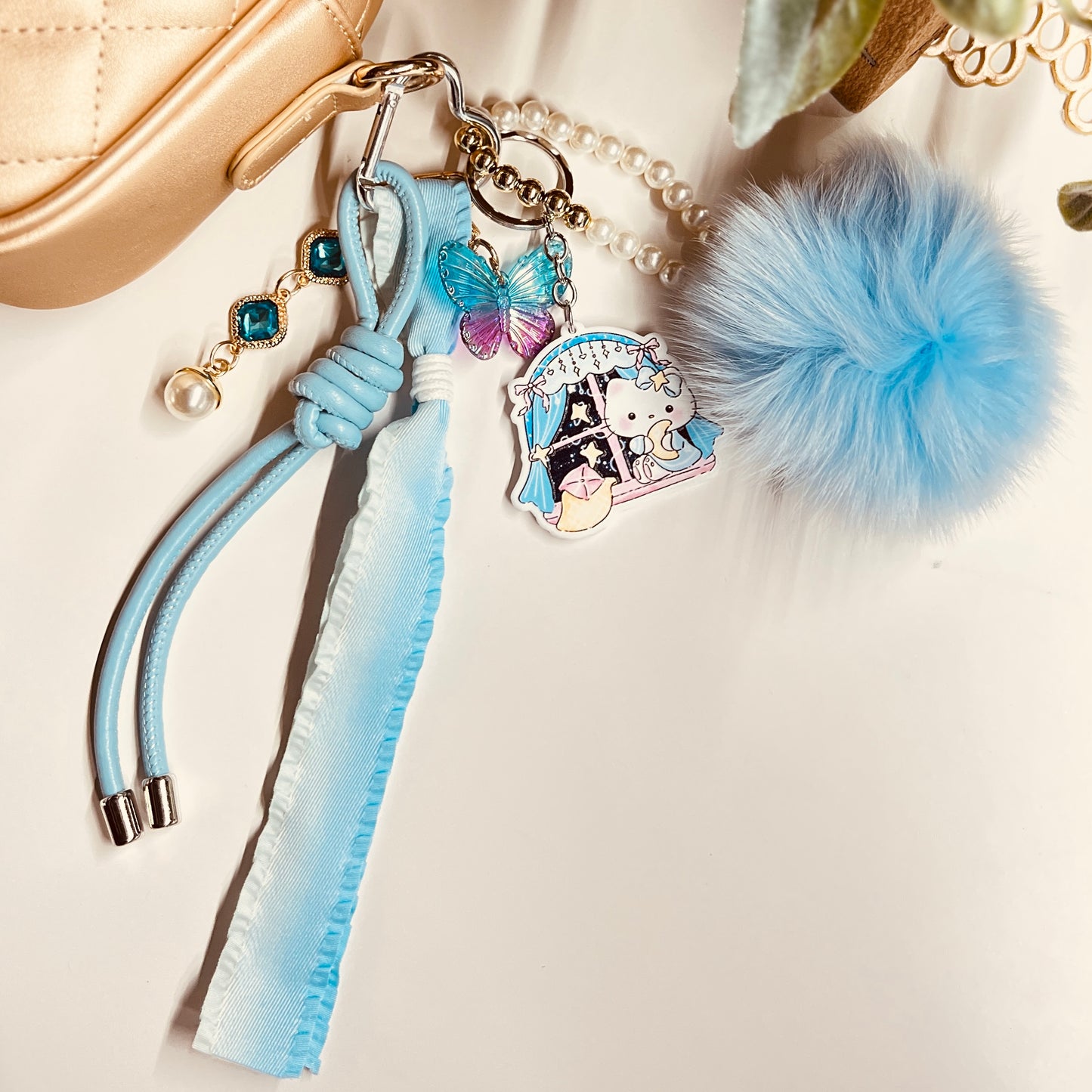 HANDMADE BAG CHARMS ~ MULTI COLORED BUTTERFLY ~