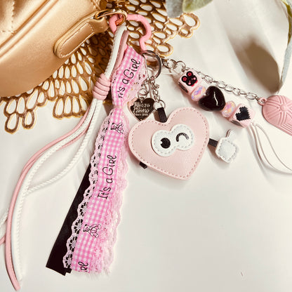 HANDMADE BAG CHARMS ~ LEATHER HEART