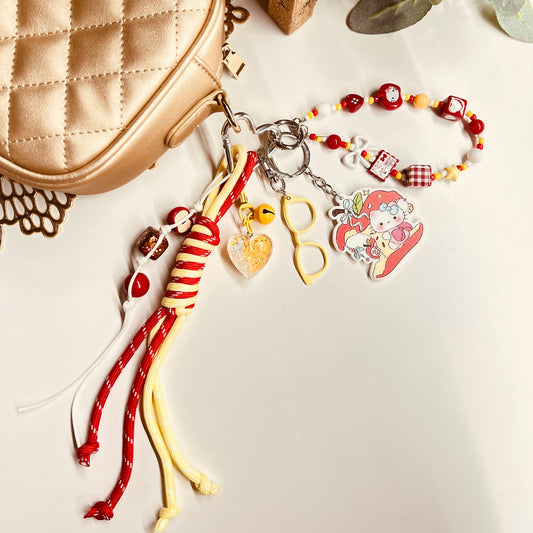 HANDMADE BAG CHARMS ~ APPLE KITTY CHARM