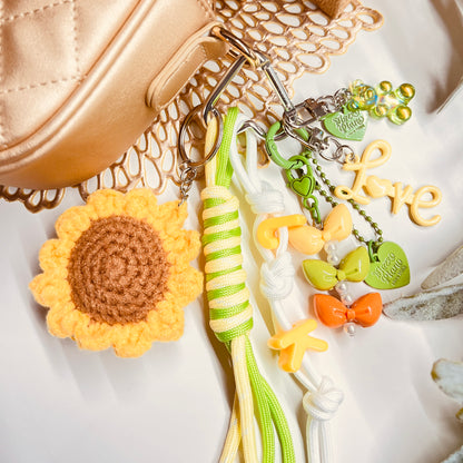 HANDMADE BAG CHARMS ~ EMBROIDERED SUNFLOWER