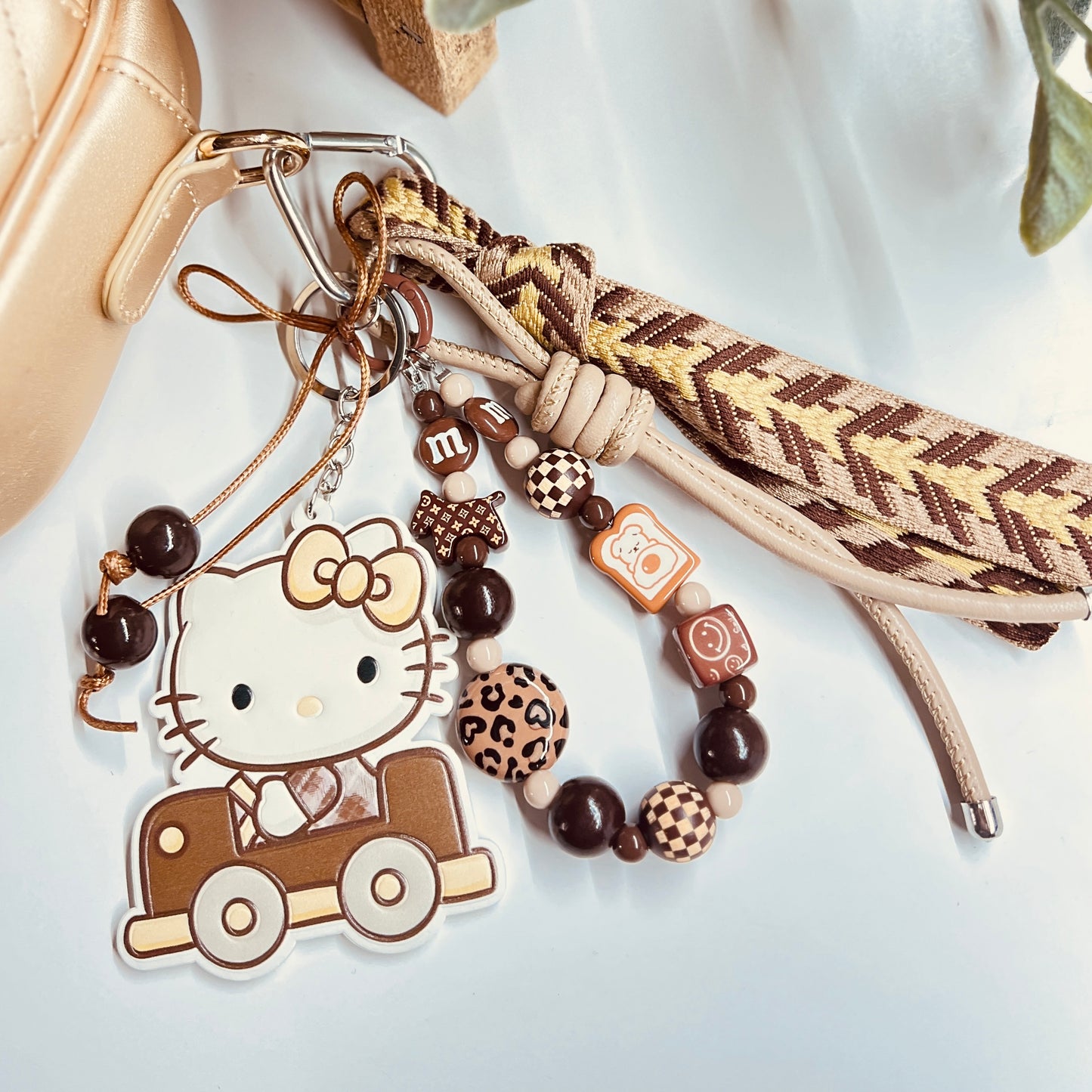 HANDMADE BAG CHARMS ~ FAUX LEATHER CAT/CAR ~