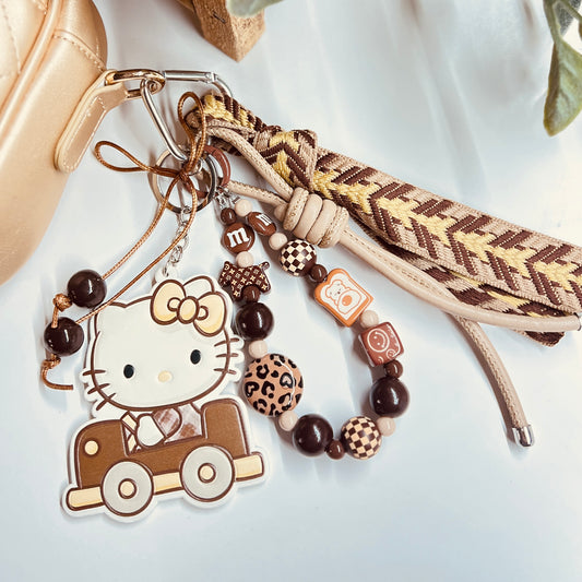 HANDMADE BAG CHARMS ~ FAUX LEATHER CAT/CAR ~
