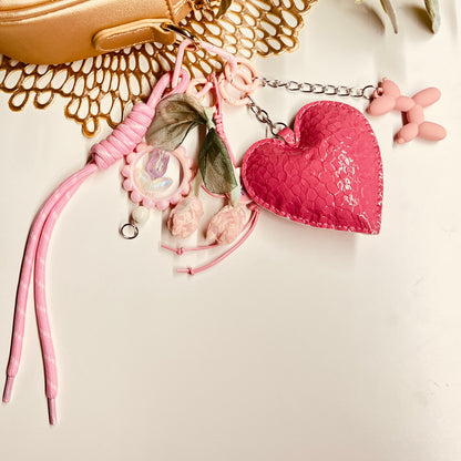 HANDMADE BAG CHARMS ~ LEATHER HEART