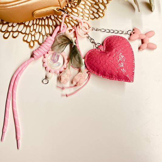 HANDMADE BAG CHARMS ~ LEATHER HEART