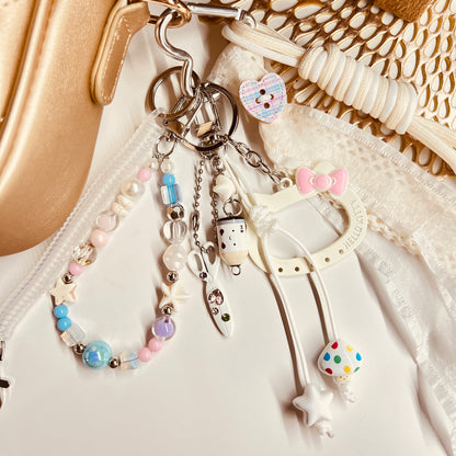 HANDMADE BAG CHARMS ~ FLOWER CAT FACE FRAME ~