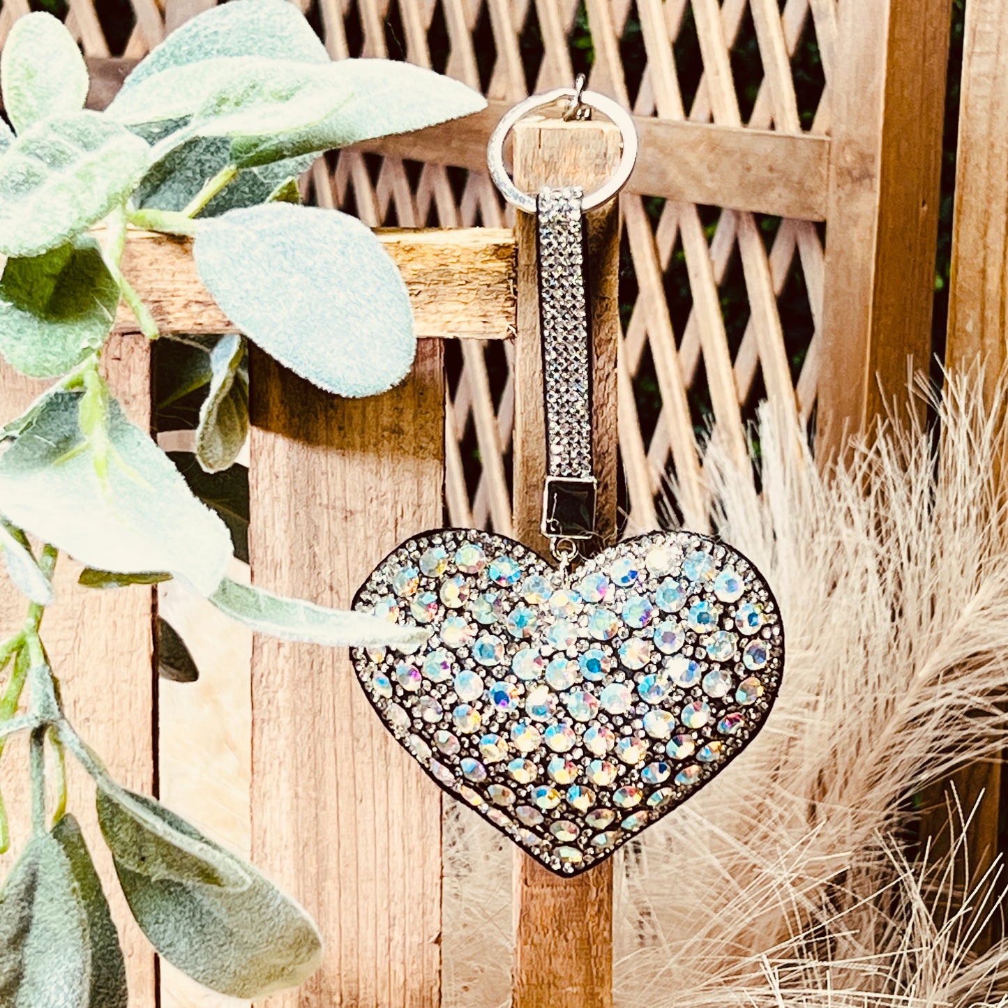 RHINESTONE HEART KEYCHAINS