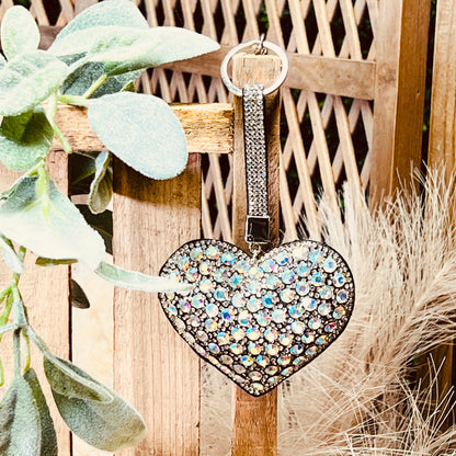 RHINESTONE HEART KEYCHAINS
