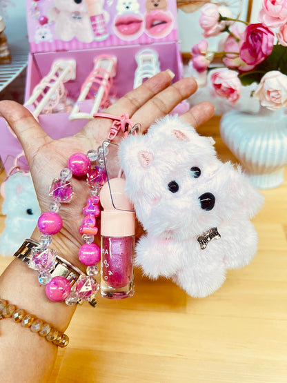 3 IN 1 DOGGY KEYCHAIN~LIP GLOSS~PHONE GRIP