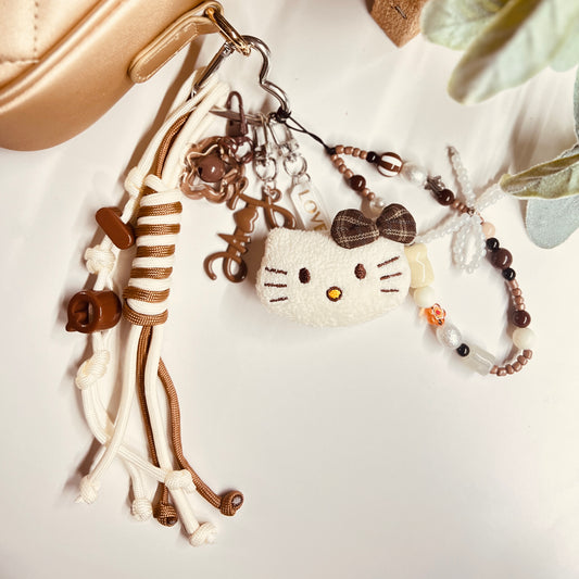 HANDMADE BAG CHARMS ~ PLUSHY CAT FACE ~