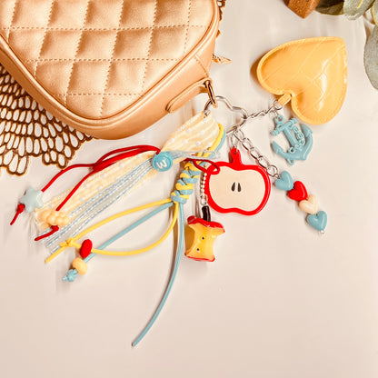 HANDMADE BAG CHARMS ~ HEART/APPLE