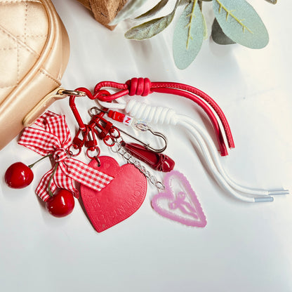HANDMADE BAG CHARMS ~ CHERRY/HEART ~