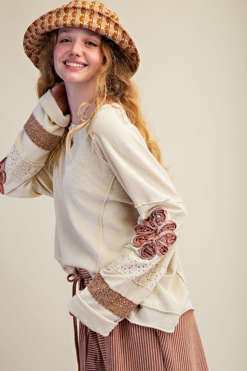 INSIDE OUT WASHED TERRY PULLOVER - NATURAL